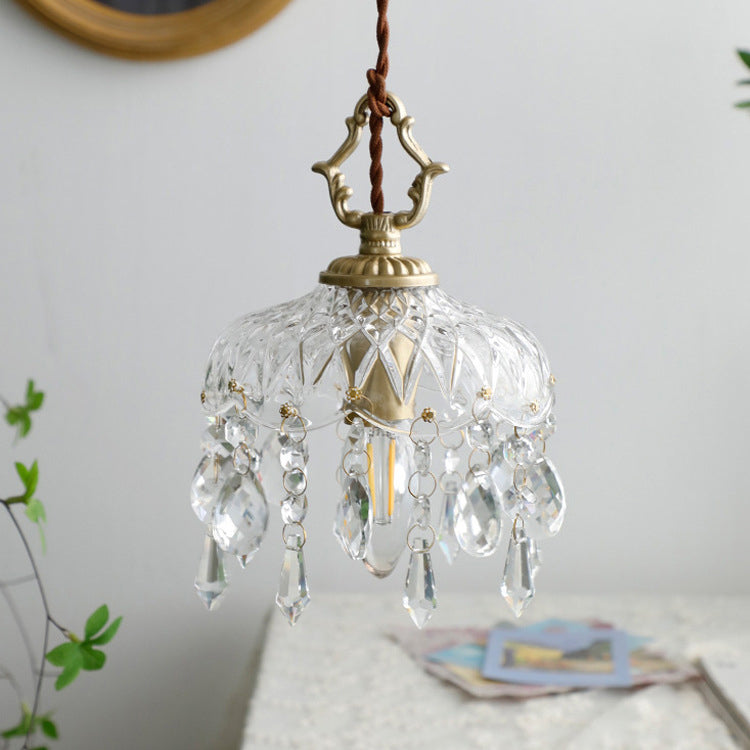 Antique-Inspired Floral Crystal Single Pendant Light