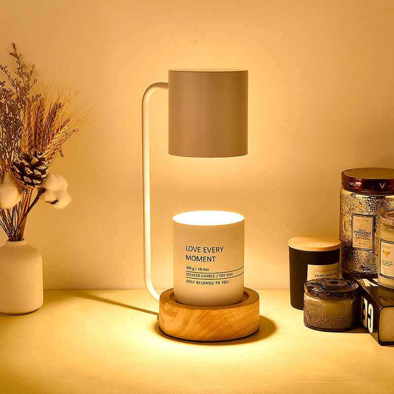 Japanese Minimalist Wooden Dimming Table Lamp with Melting Wax Design