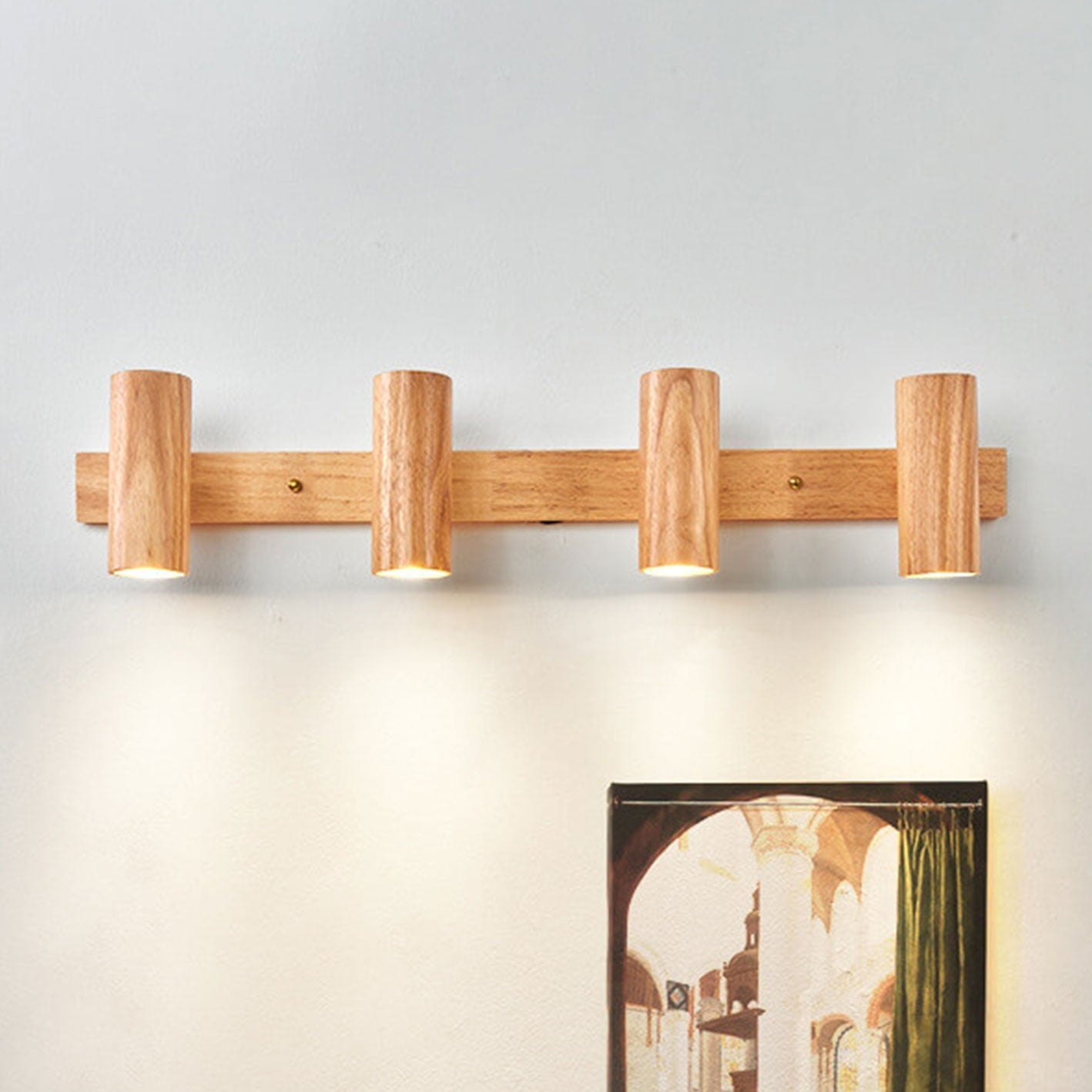 Contemporary Minimalist Wooden Track Spotlight Wall Sconce - Available in 1, 2, or 3 Lights