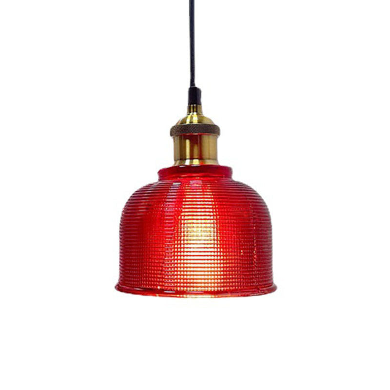 Retro Textured Lattice Glass Single Pendant Light