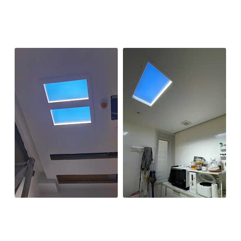 Contemporary Minimalist Blue Sky Metal LED Flush Mount Ceiling Light for Living Room