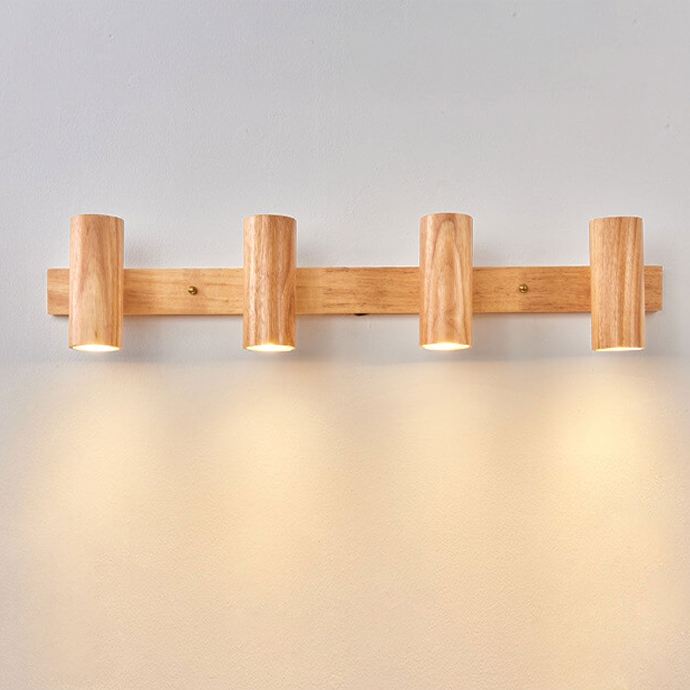 Contemporary Minimalist Wooden Track Spotlight Wall Sconce - Available in 1, 2, or 3 Lights
