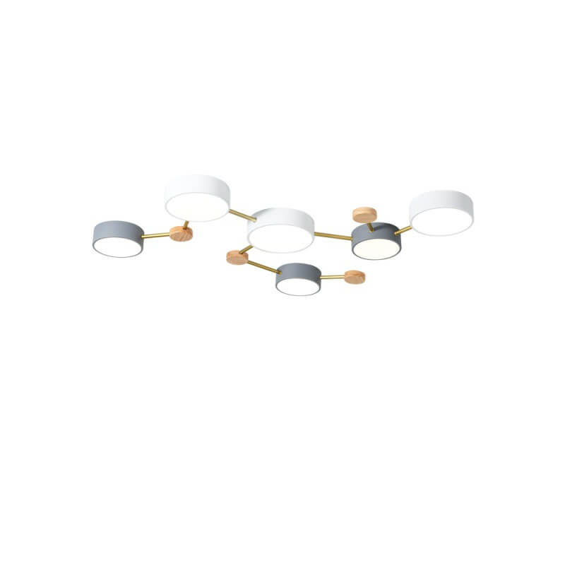 Scandinavian Minimalist Solid Wood and Iron LED Flush Mount Light