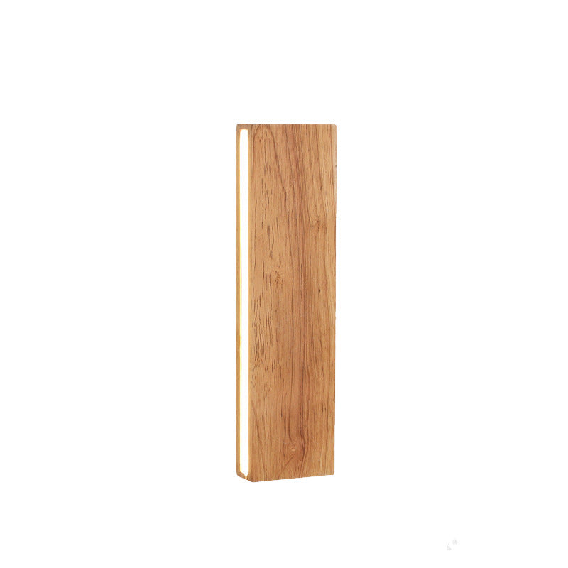 Minimalist Japanese Rectangular Log LED Wall Sconce Lamp with Rotatable Design