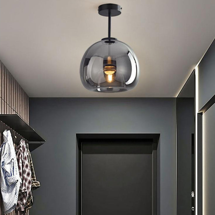 Navi Glass Ball Ceiling Light | Semi-Flush Mount, Smoke Grey or Amber