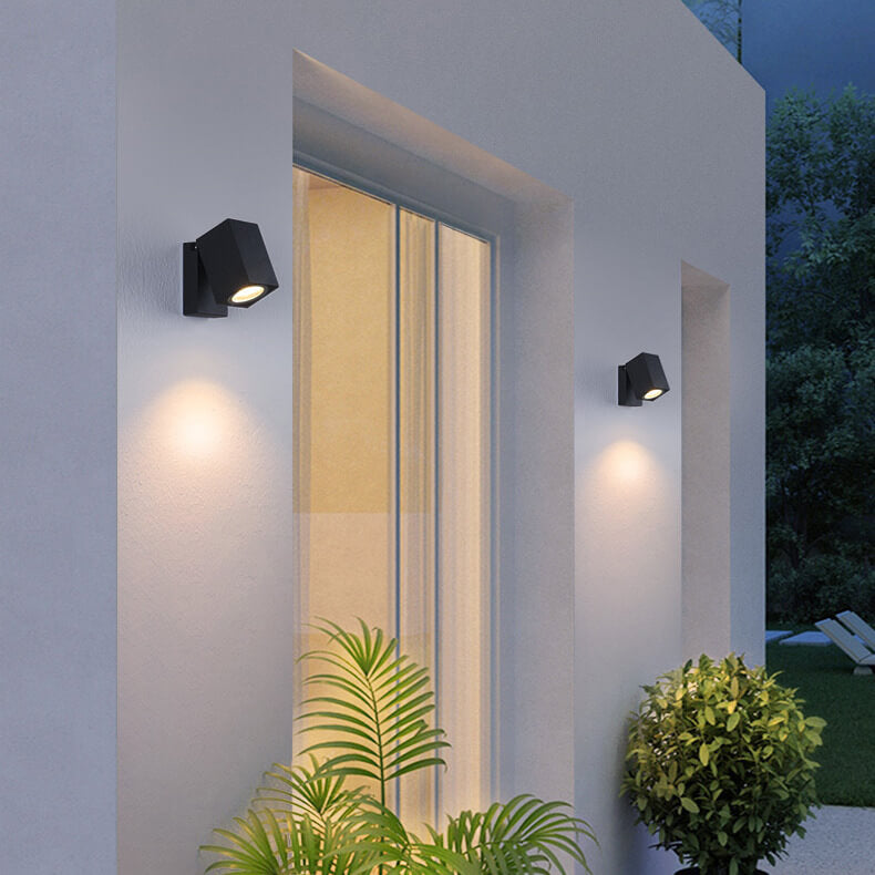 Contemporary Waterproof Square LED Spotlight for Outdoor Garden Wall - Adjustable Angle Sconce Lamp