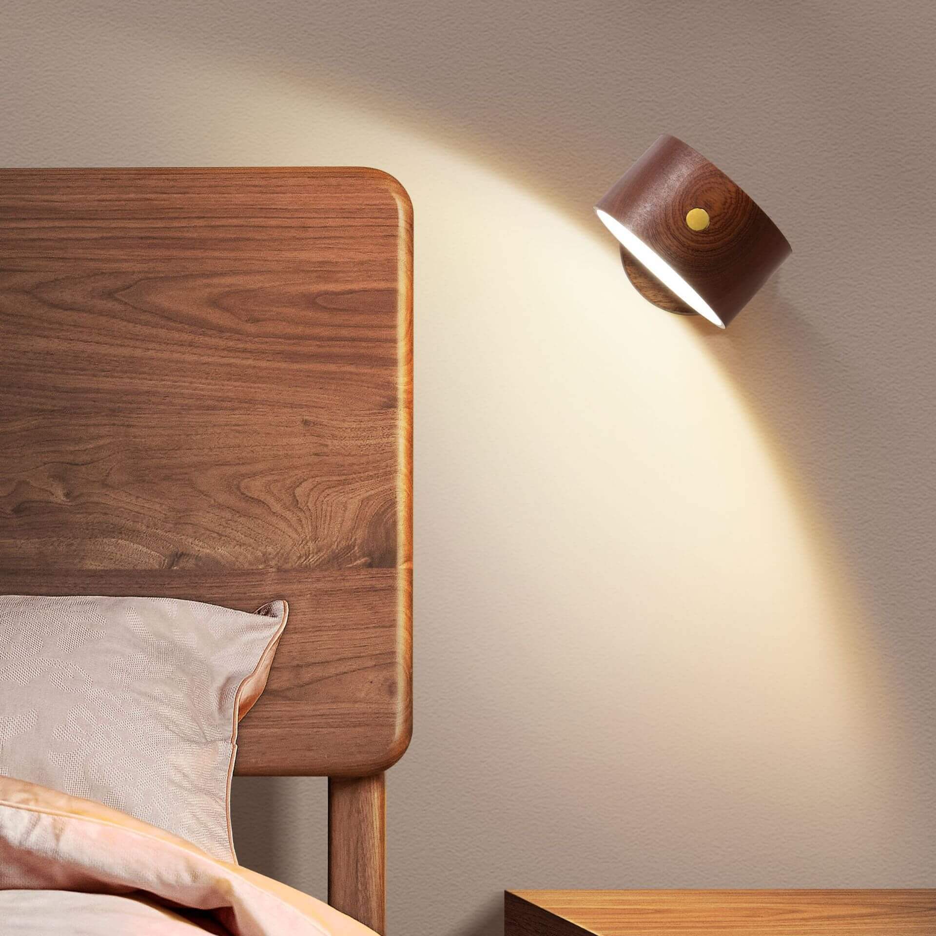 Minimalist Wooden USB Rechargeable Touch-Controlled Magnetic LED Wall Sconce Lamp