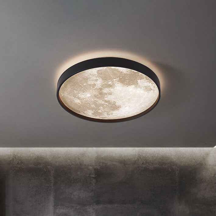 Nordic-Inspired Round LED Flush Mount Ceiling Light with Moon Design