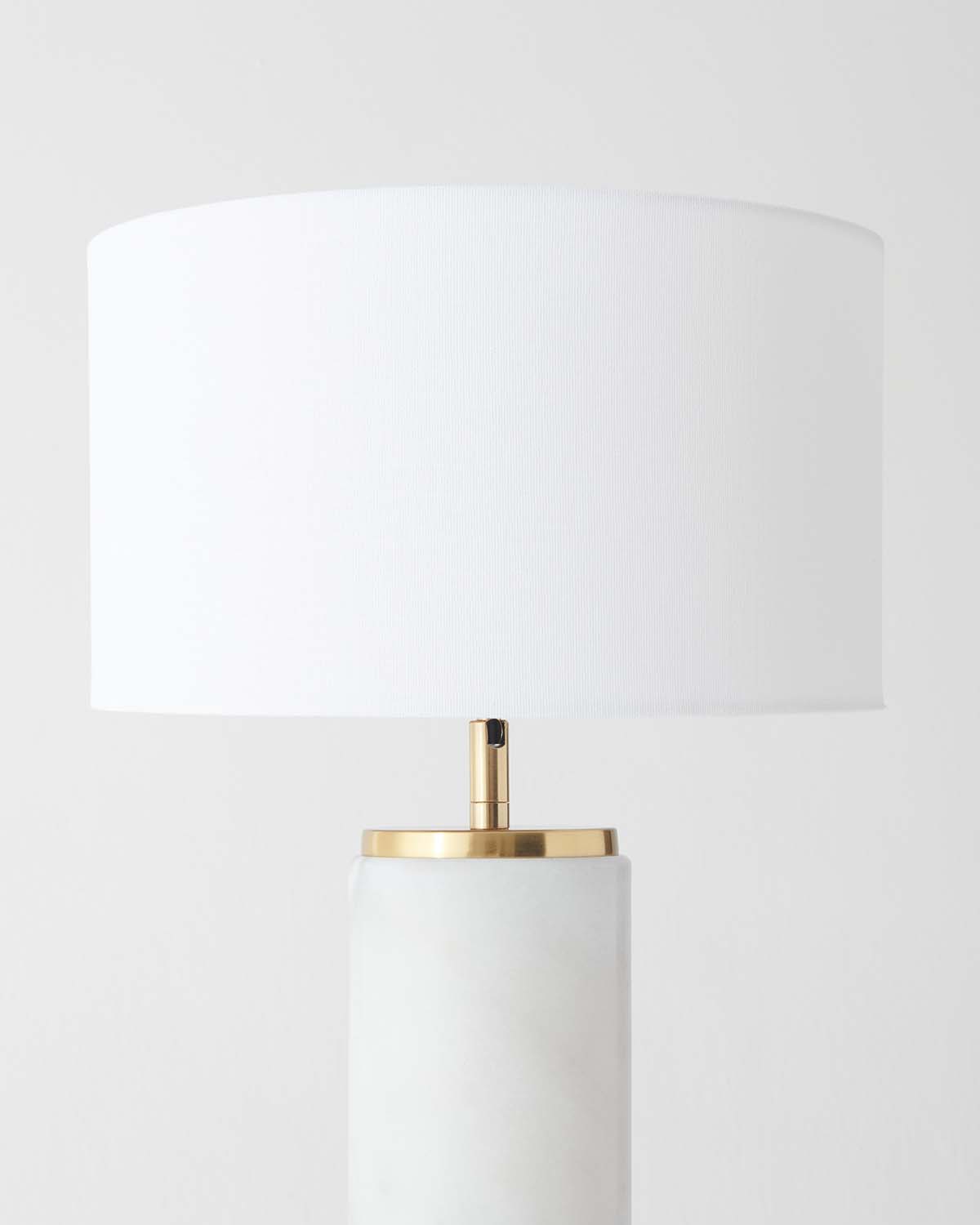 Arden USB Table Lamp | White Marble Body, Brass Details