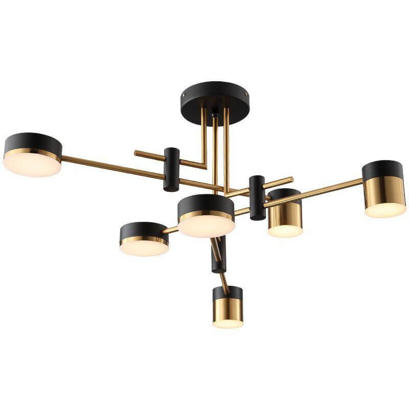 Contemporary Minimalist Black and Gold Semi-Flush Mount Light with 4-8 Bulb Capacity