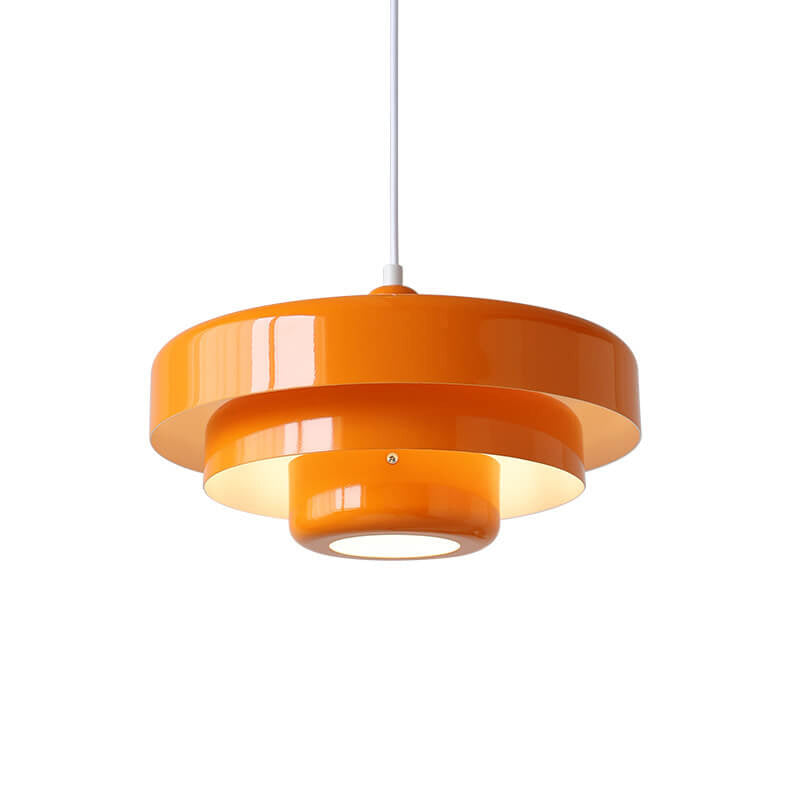 Vintage Nordic Multi-Layer Round Metal Pendant Light with Single Bulb
