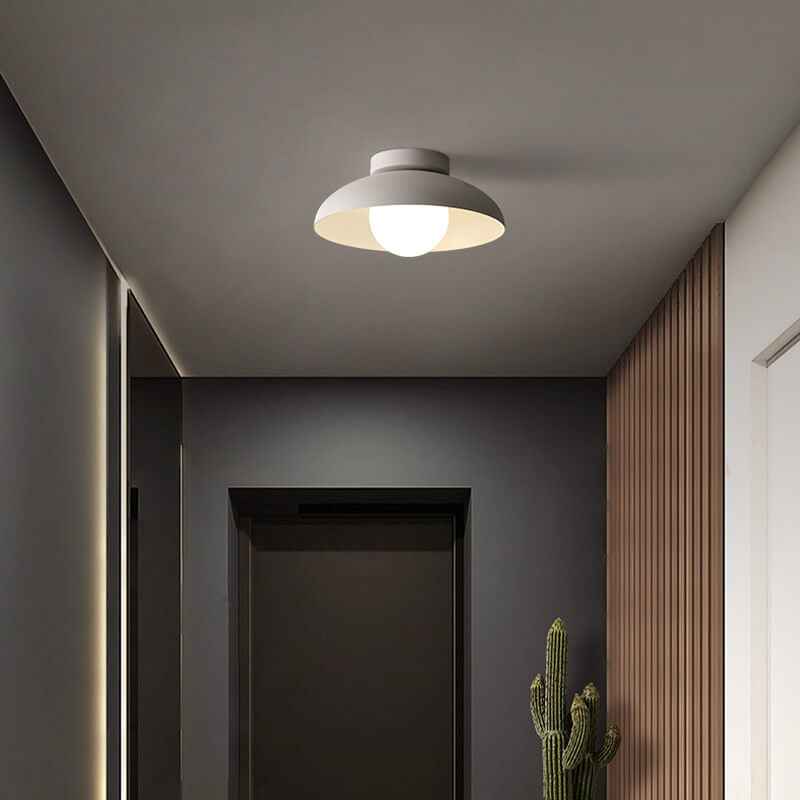 Japanese Wabi-Sabi Iron and Glass 1-Light Semi-Flush Mount Fixture