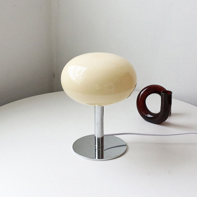 Vintage Nordic Cream Round Glass Table Lamp with Single Light