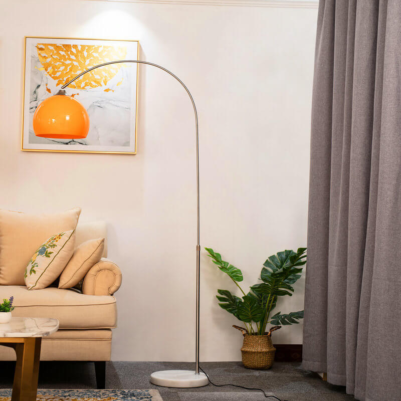 Contemporary Globe Acrylic Shade 1-Light Floor Lamp with Fishing Rod Design