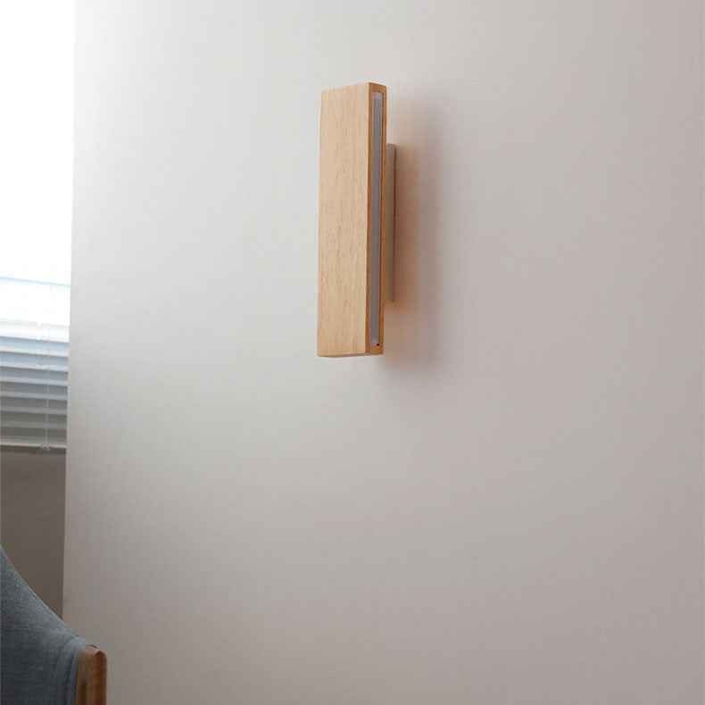 Minimalist Japanese Rectangular Log LED Wall Sconce Lamp with Rotatable Design