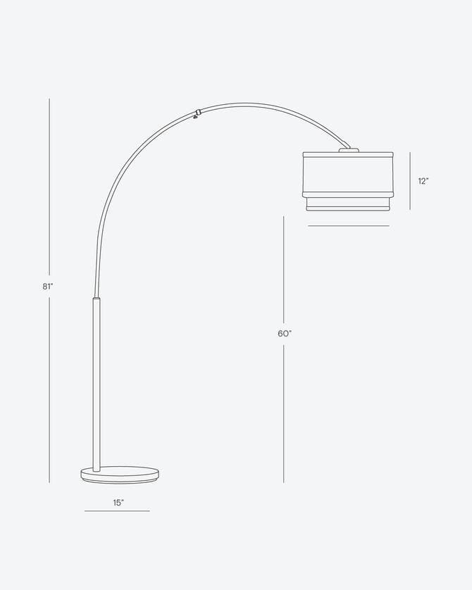 Mason Arc Floor Lamp | Marble Base, Double Cylinder Shade