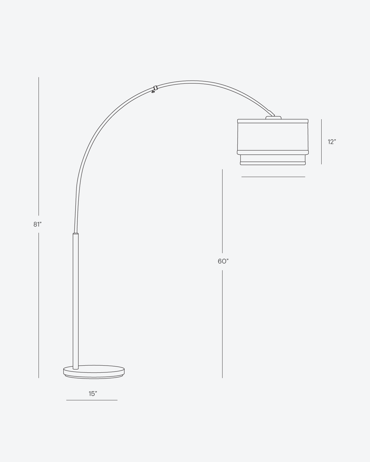 Mason Arc Floor Lamp | Marble Base, Double Cylinder Shade