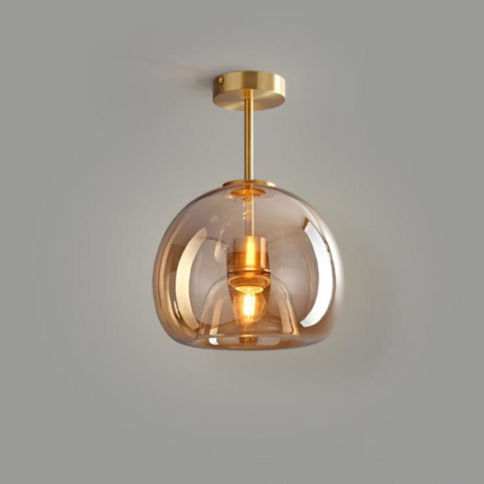 Nordic Style Elegant Round Glass Ball Semi-Flush Mount Ceiling Light - 1-Light