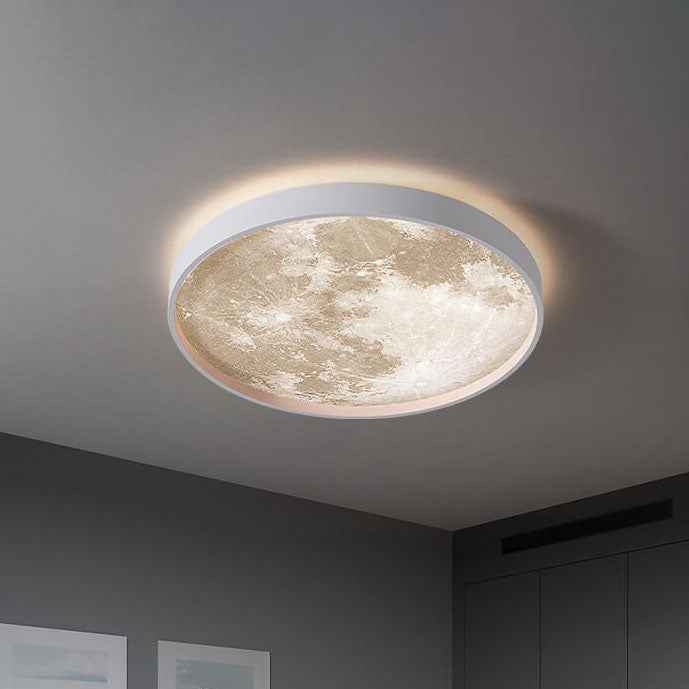 Nordic-Inspired Round LED Flush Mount Ceiling Light with Moon Design