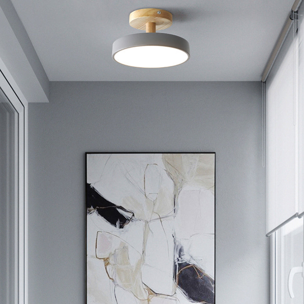 Bela LED Plafondlamp | Hout, Compact Ontwerp 18cm