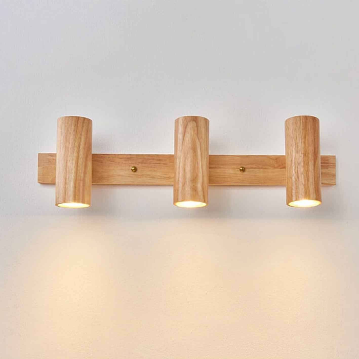 Contemporary Minimalist Wooden Track Spotlight Wall Sconce - Available in 1, 2, or 3 Lights