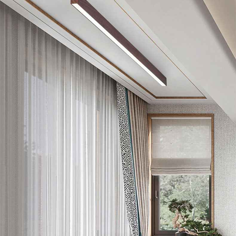 Contemporary Wood Grain Aluminum LED Flush Mount Ceiling Light