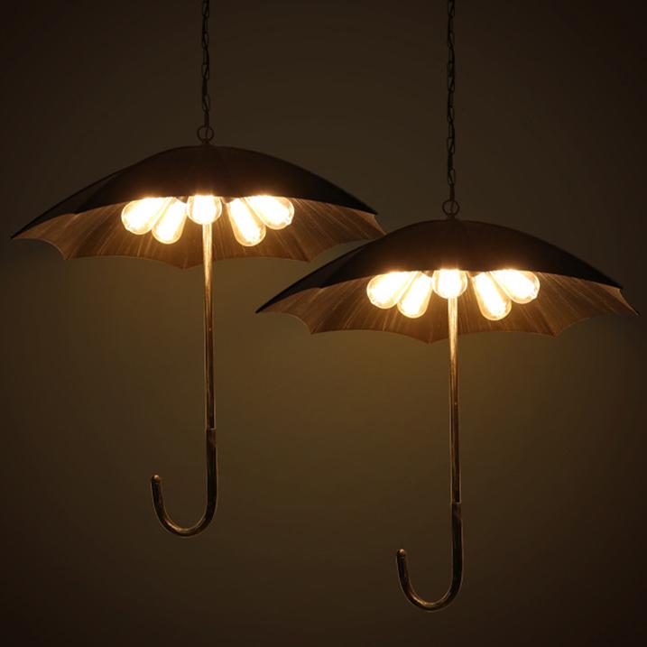 Vintage Industrial 5-Light Umbrella Chandelier