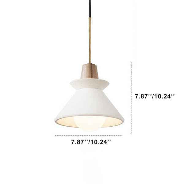 Minimalist Nordic White Cement Tapered Pendant Light - 1-Light