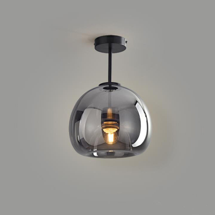 Nordic Style Elegant Round Glass Ball Semi-Flush Mount Ceiling Light - 1-Light