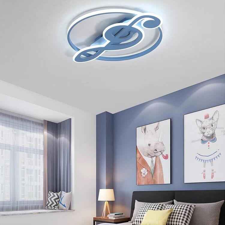 Nordic-Inspired LED Flush Mount Ceiling Light with Creative Music Notes Design