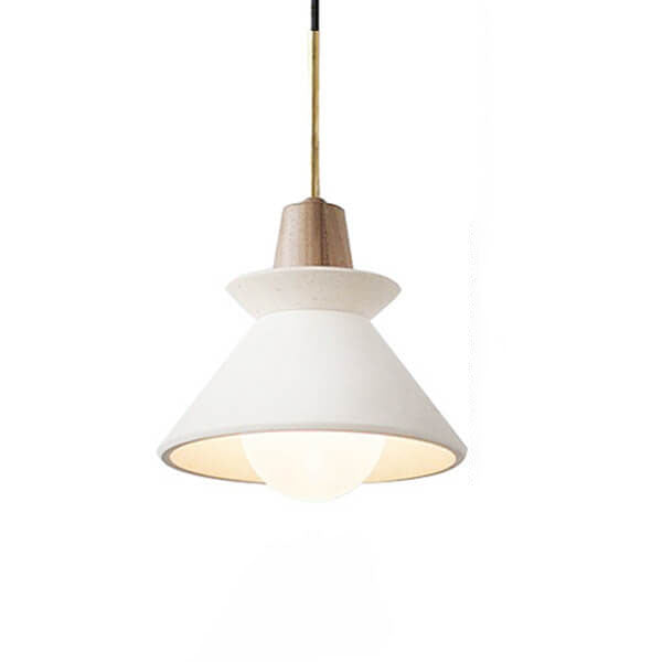 Minimalist Nordic White Cement Tapered Pendant Light - 1-Light