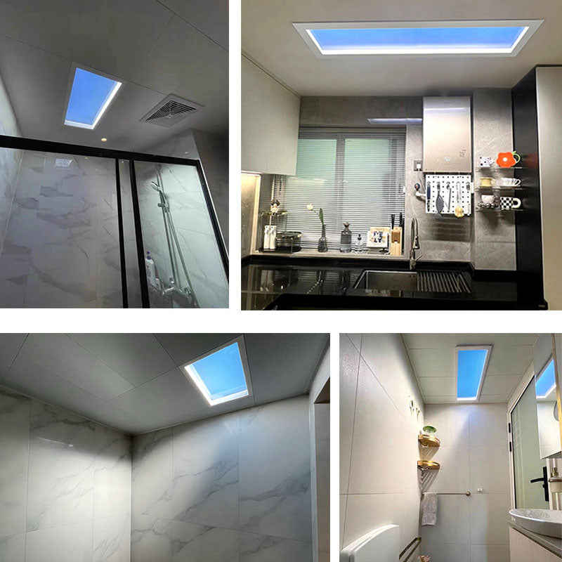 Contemporary Minimalist Blue Sky Metal LED Flush Mount Ceiling Light for Living Room