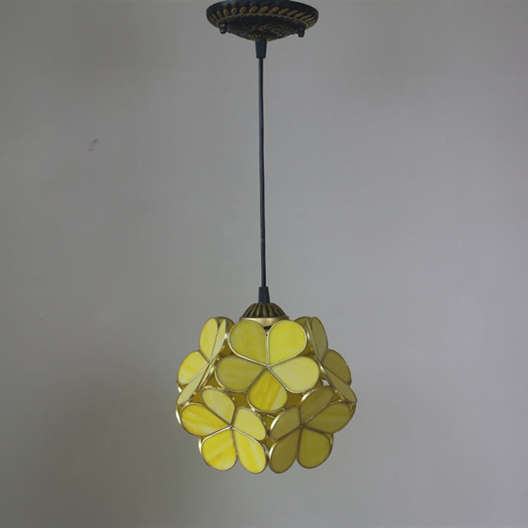 Retro Stained Glass Petal Single-Light Pendant Fixture