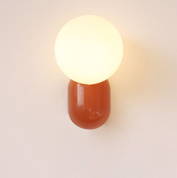 Macaron-Inspired Cream Resin Glass Ball 1-Light Wall Sconce