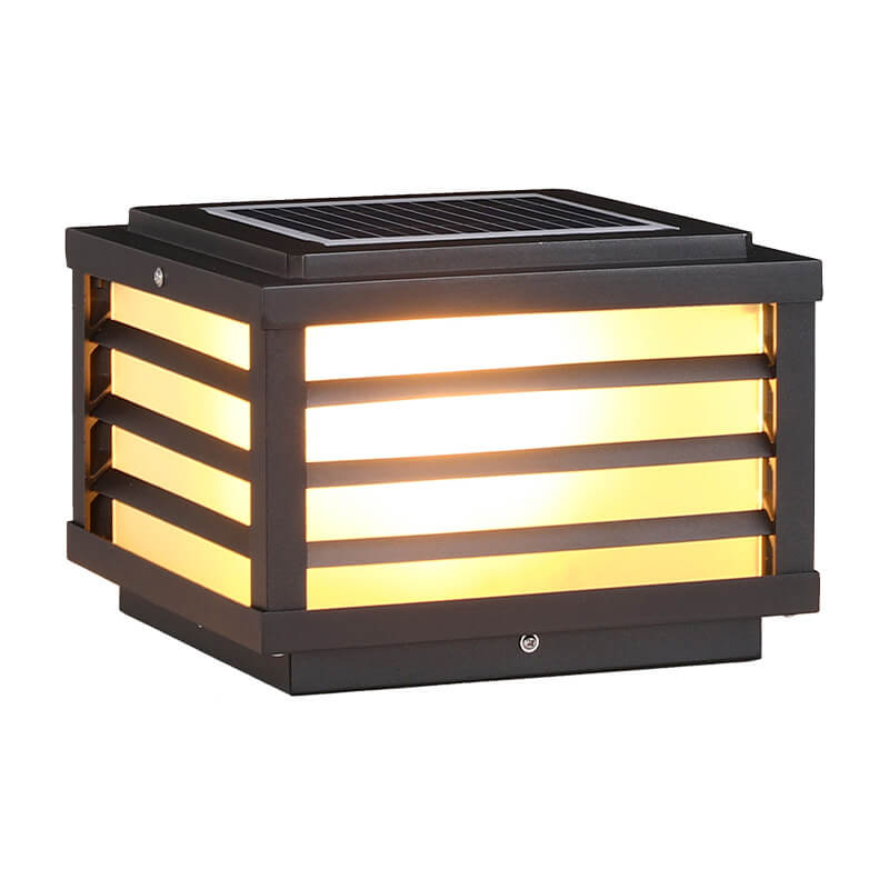 Contemporary Waterproof Solar LED Square Aluminum Landscape Post Light for Gardens
