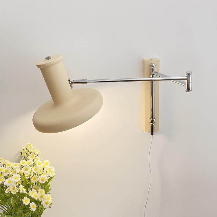 Beige Minimalist Nordic Swing Arm Wall Sconce Lamp - 1 Light