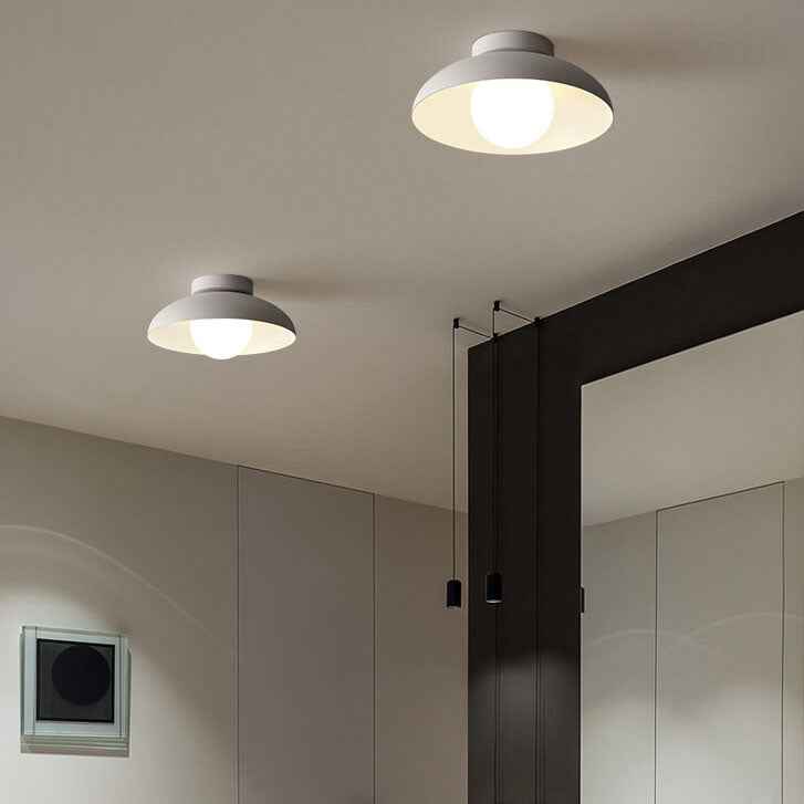 Japanese Wabi-Sabi Iron and Glass 1-Light Semi-Flush Mount Fixture
