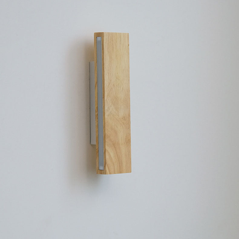 Minimalist Japanese Rectangular Log LED Wall Sconce Lamp with Rotatable Design