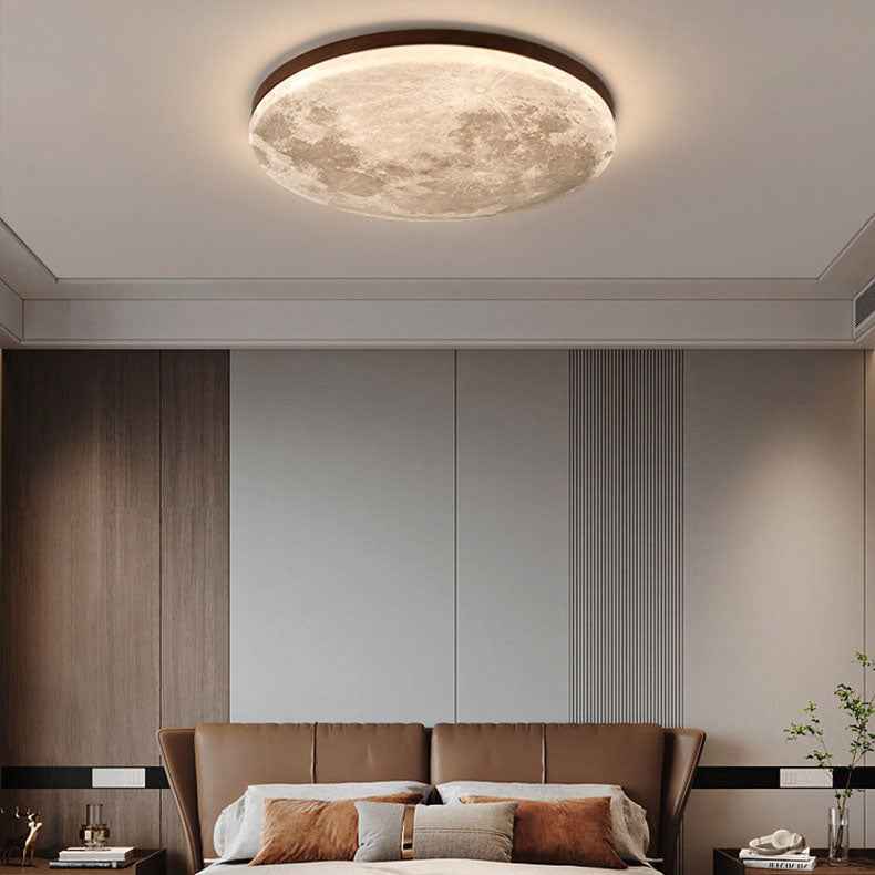 Nordic Minimalist Round Moon LED Flush Mount Ceiling Light in PVC