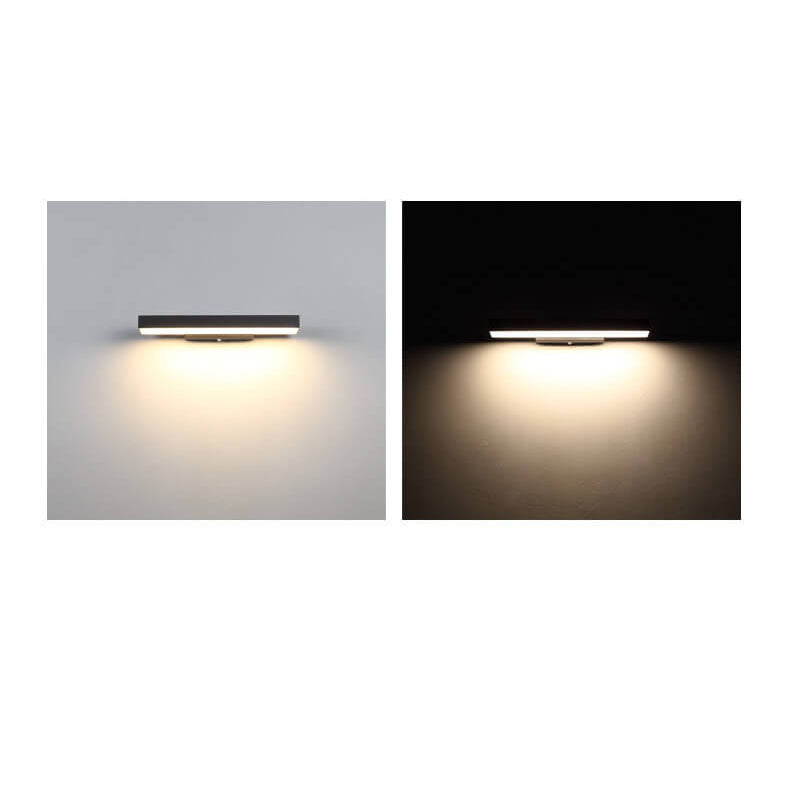 Contemporary Minimalist Rectangular Flat LED Outdoor Wall Sconce with Sensor - Waterproof