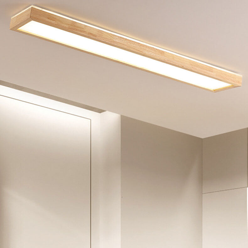 Walnut LED Flush Mount Ceiling Light in Japanese Minimalist Log Design