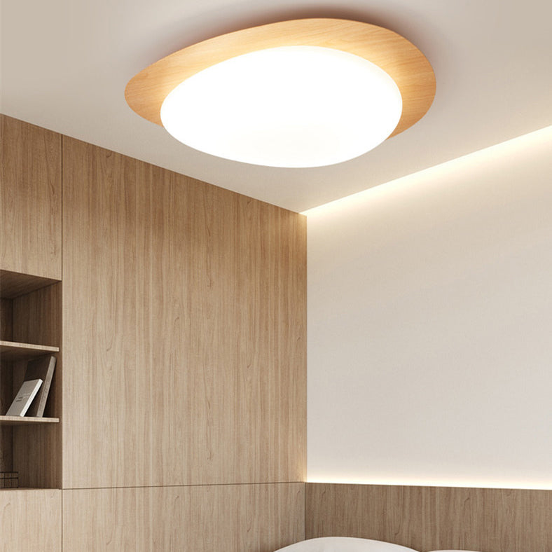 Modern Scandinavian Pebble-Shaped Iron and Acrylic LED Flush Mount Ceiling Light for Bedrooms