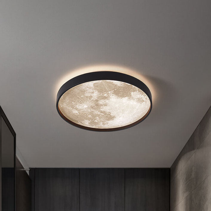 Nordic-Inspired Round LED Flush Mount Ceiling Light with Moon Design