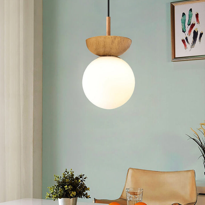 Contemporary Minimalist Glass and Iron Orb 1-Light Semi-Flush Mount/Pendant Light for Living Room