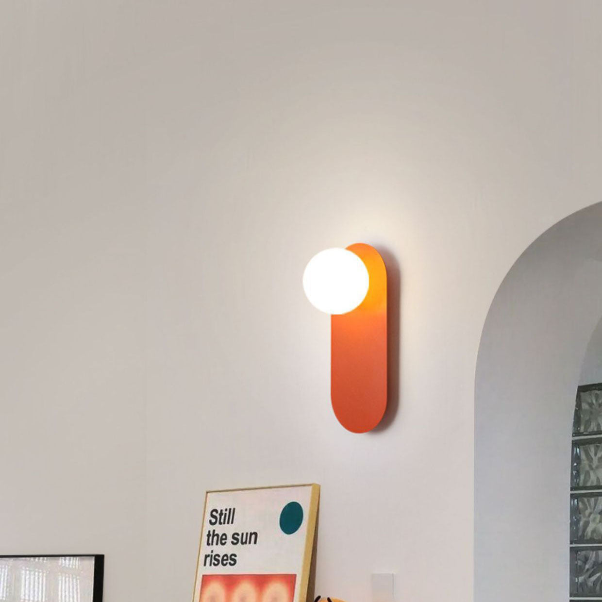 Nordic Minimalist Glass Orange Ring 1-Light Wall Sconce