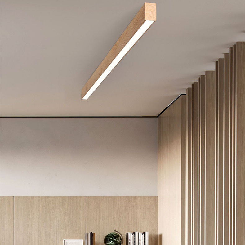 Contemporary Wood Grain Aluminum LED Flush Mount Ceiling Light