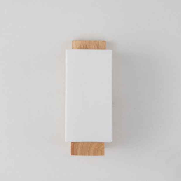 Contemporary Minimalist Solid Wood Square Glass Column Wall Sconce Lamp with 1 Light