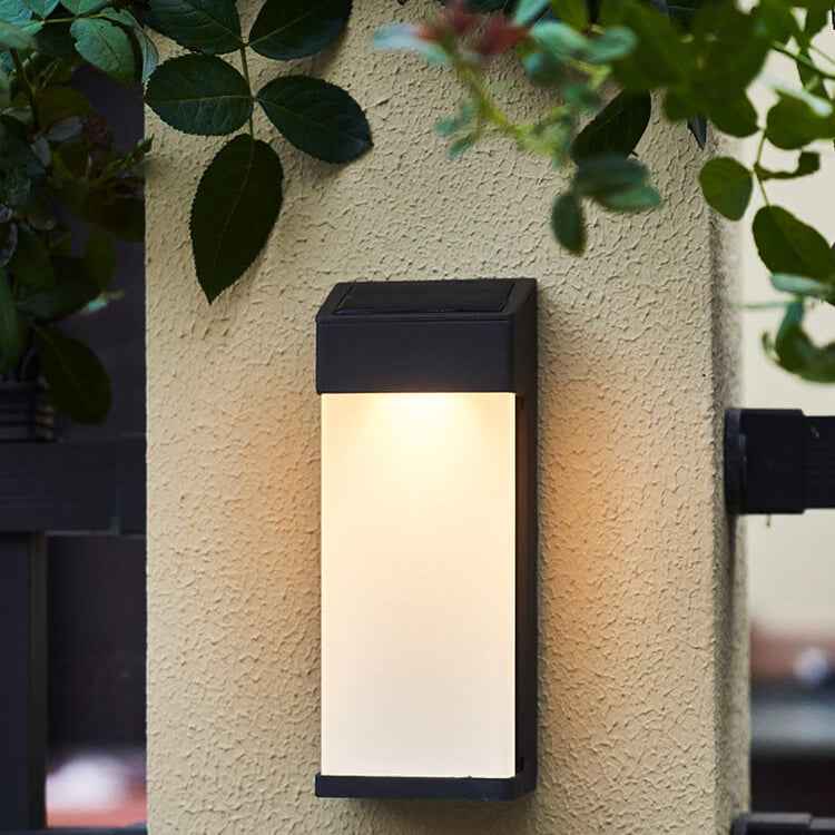 Waterproof Outdoor LED Wall Sconce Lamp with Solar-Powered Frosted Glass Design