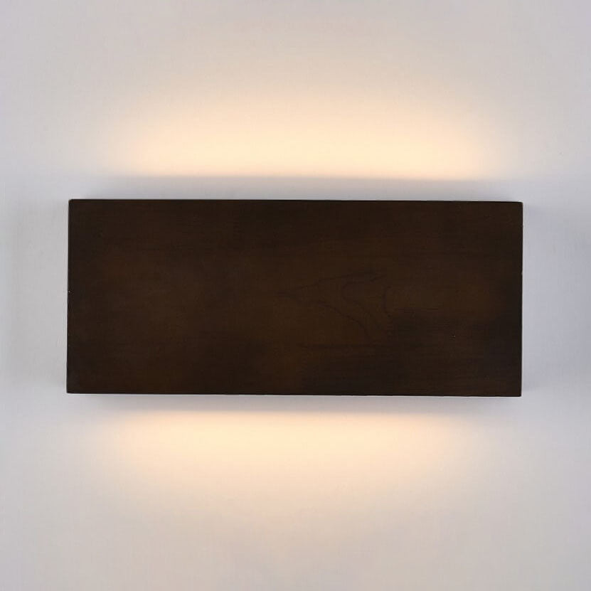 Rectangular LED Wall Sconce Lamp in Japanese Wabi-Sabi Log Wood Design