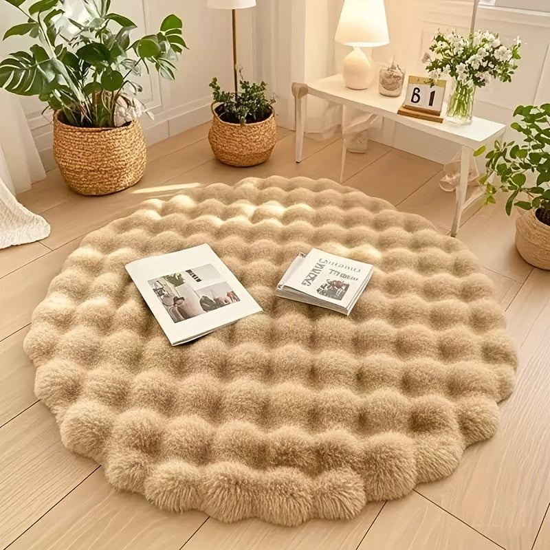 Belo Round Bubble Rug | Ultra-Soft Fleece, Easy to Clean